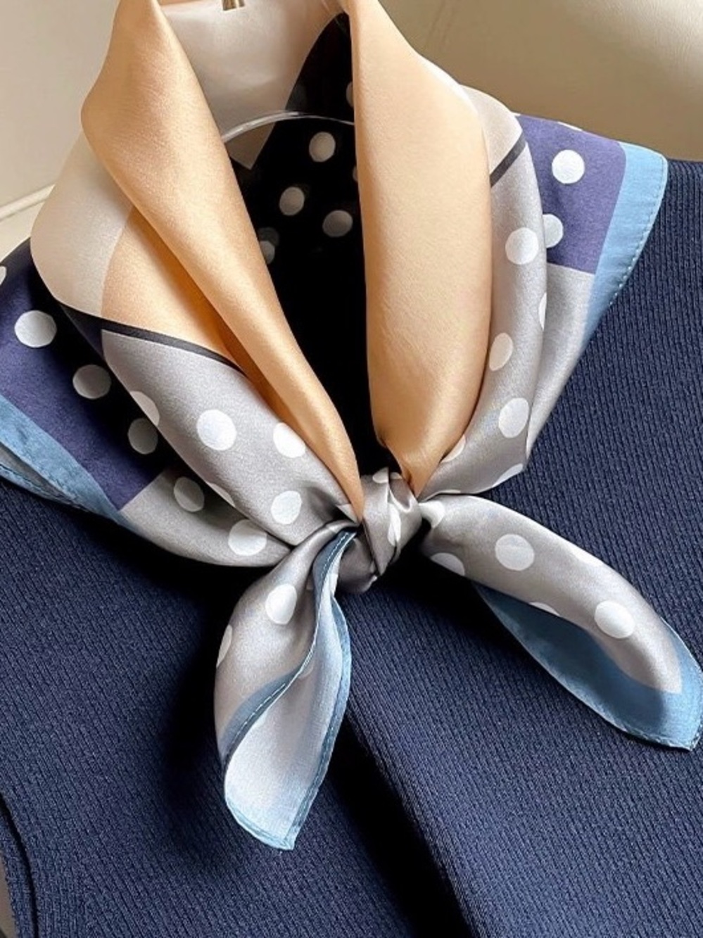 Polka Dot 100% Silk Square Scarf